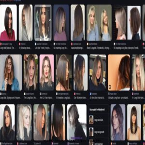 Koláž omlazujících účesů pro ženy 50+. Krátké střihy, long bob a dlouhé vlasy v různých barvách – blond, stříbrné, světle hnědé a měděné. Inspirace pro moderní a elegantní vzhled žen 50+."