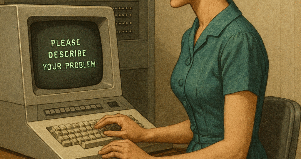 Laboratoř MIT, rok 1966. Vzduch voněl směsí kávy a ozónu z velkých sálových počítačů, jejichž blikající světla hypnoticky tančila po zdech. Profesor Joseph Weizenbaum, seriózní počítačový vědec, seděl u klávesnice vedle své sekretářky. MIT-Labor, 1966. Die Luft roch nach einer Mischung aus Kaffee und Ozon, das von den großen Großrechnern ausging, deren blinkende Lichter hypnotisch an den Wänden tanzten. Professor Joseph Weizenbaum, ein seriöser Computerwissenschaftler, saß neben seiner Sekretärin an der Tastatur. MIT Laboratory, 1966. The air smelled of a mixture of coffee and ozone from the large mainframe computers, whose flashing lights danced hypnotically on the walls. Professor Joseph Weizenbaum, a serious computer scientist, sat at the keyboard next to his secretary.