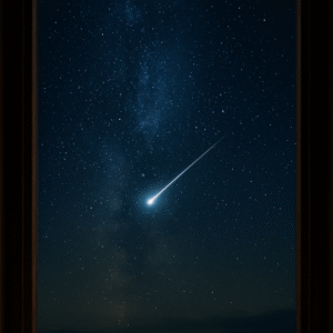 CZ: Noční obloha plná hvězd s jasně zářící padající hvězdou, která protíná ticho vesmíru. Magický okamžik, kdy si člověk přeje své tajné přání a noční svět se na chvíli zastaví. EN: A starry night sky with a bright shooting star streaking across the darkness — a magical moment to make a wish under the quiet beauty of the cosmos. DE: Ein sternenklarer Nachthimmel mit einer hell leuchtenden Sternschnuppe, die die Dunkelheit durchquert – ein magischer Moment, um sich etwas zu wünschen.